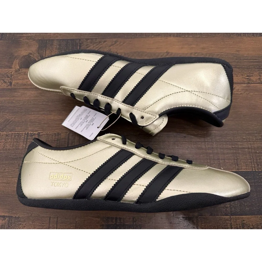 adidas Tokyo W Gold Black Lace Low Top Athletic Sneakers Synthetic Outsole 9.5
